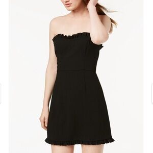 FRENCH CONNECTION Whisper Ruffle-Trim Sweetheart Strapless Mini Dress Black 10